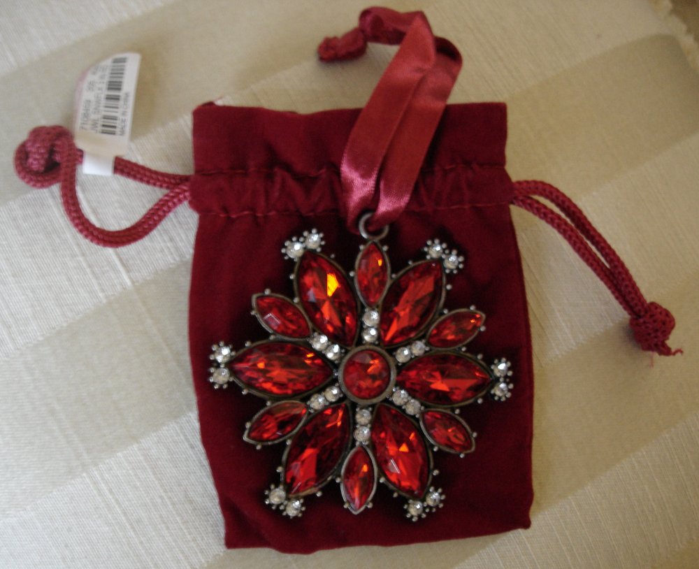 Pottery Barn Red Jewel Snowflake Ornament