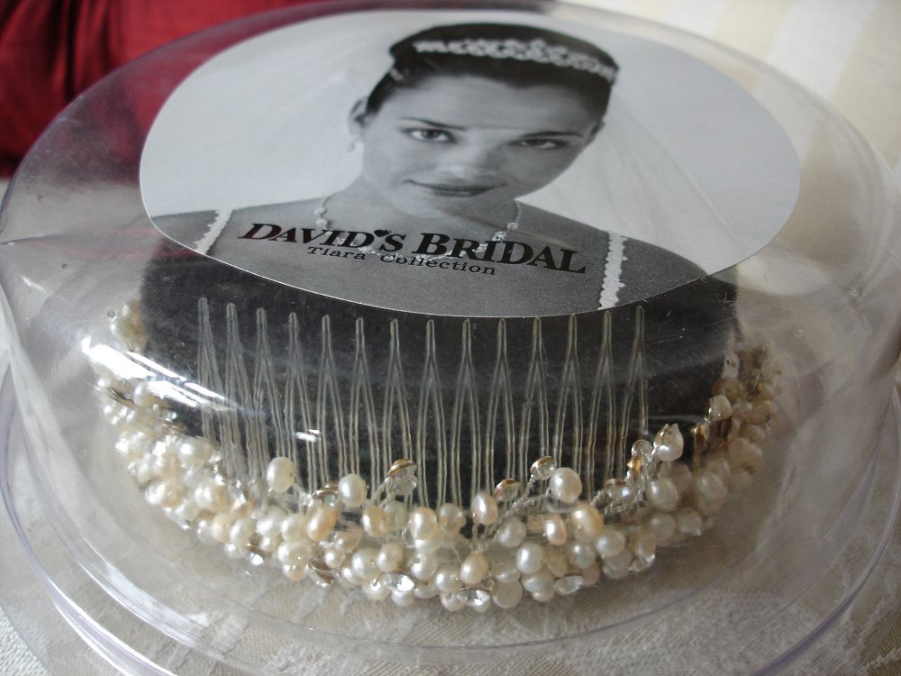 Davids Bridal Pearl Crystal Tiara $150 NIP